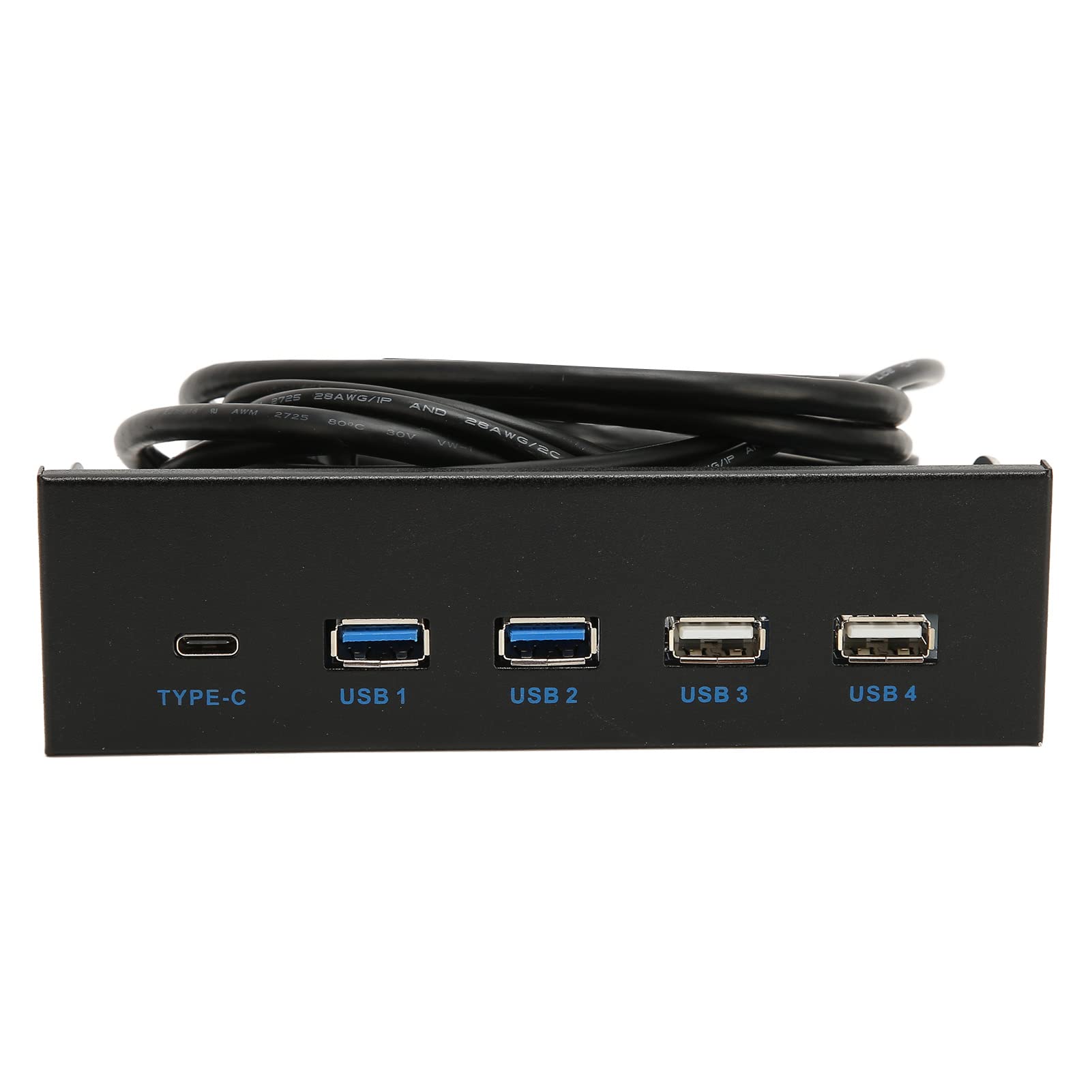 Cruscotto Multimediale da 5,25 Pollici, Cruscotto Multimediale Multifunzionale Audio del Pannello Frontale, con Doppie Porte USB 3.0/USB 2.0, 1 Tipo C, 10 Gbps Ad Alta velocità, per Win(Nero)