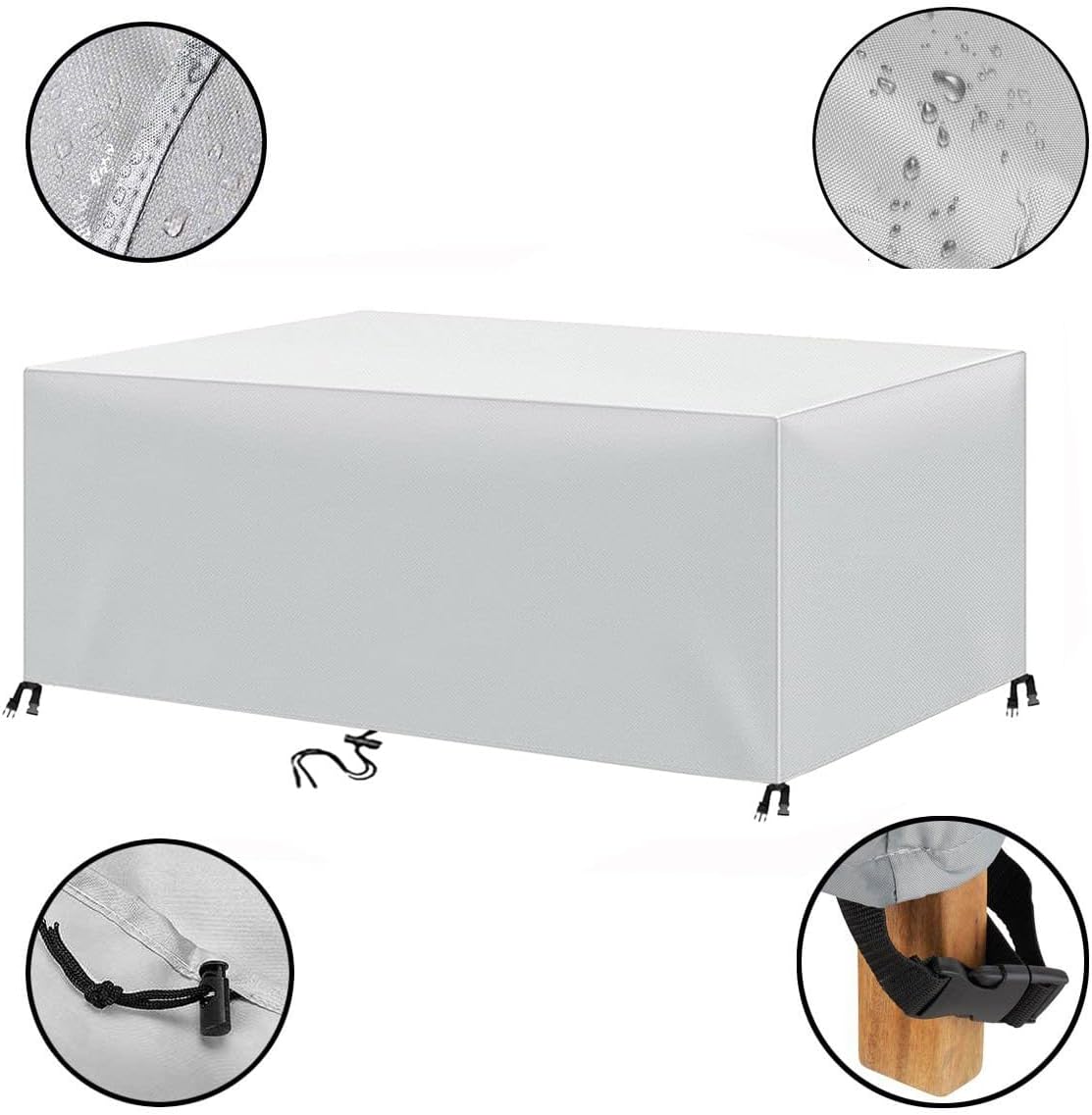 Outdoor Patio Furniture Covers Waterproof 48" L x 32" W x 30" H Rectangular Outdoor Table and Chair Set Cover 600D Wind Dust Proof Anti-UV Durable Patio Sectional Couch Cover 120x80x75cm
