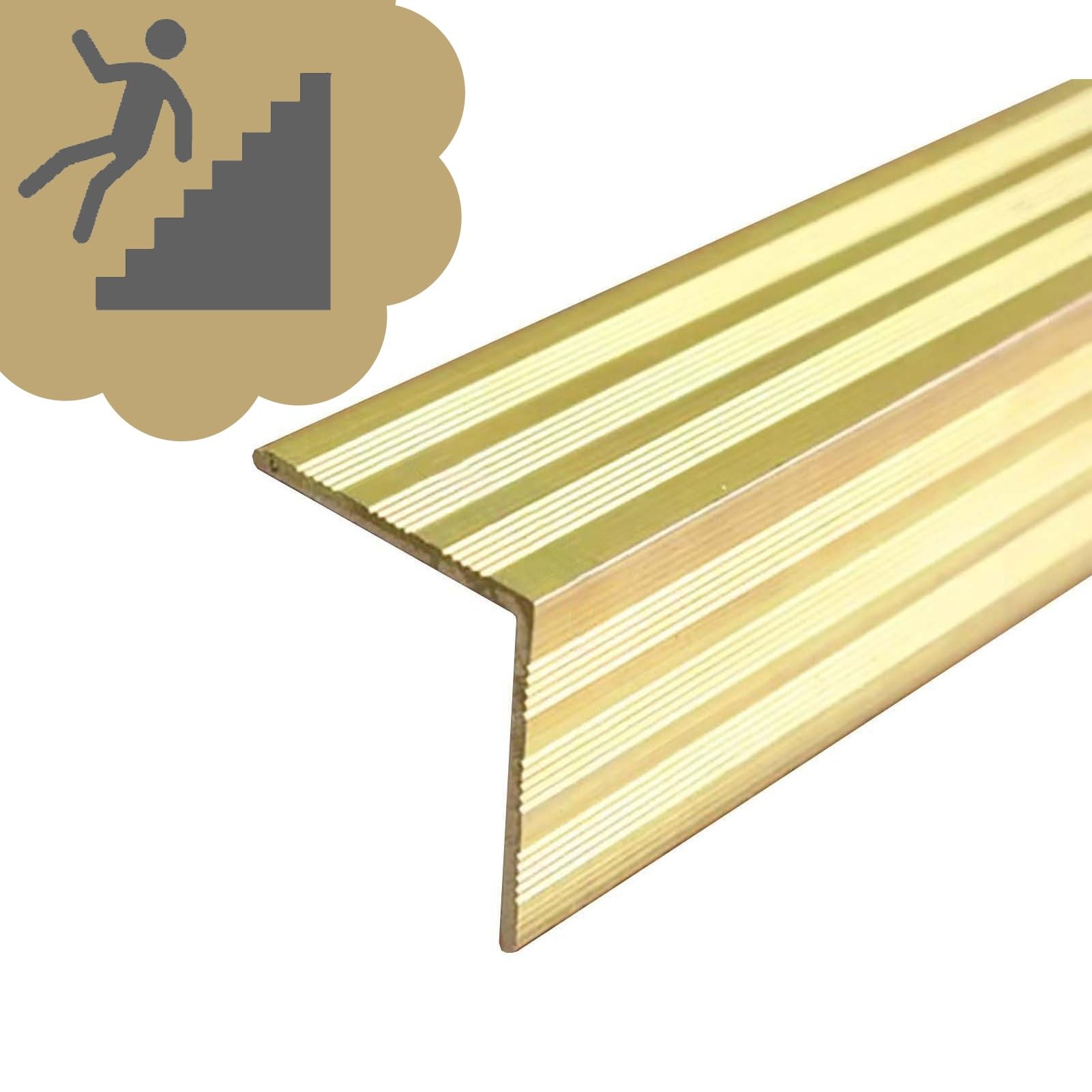 Perfil de Transición Perfil Remate Latón Macizo Escaleras/Moldura Borde Escalera, Protector Borde para Peldaños Madera, Tiras Transición Forma L para Pisos, Oro(25x25mm(0.98x0.98"))