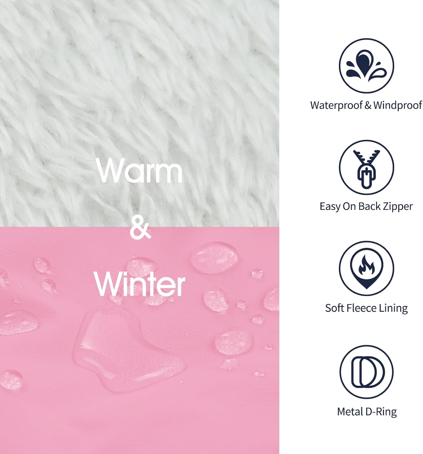 IECOii Dog Coat for Large Dogs Waterproof Dog Winter Jacket with Harness Built in, Black – XXLarge, Thermal Warm Fleece Lined, Reflective Dogs Jackets for Cold Weather Camping, Hiking, Pitbull