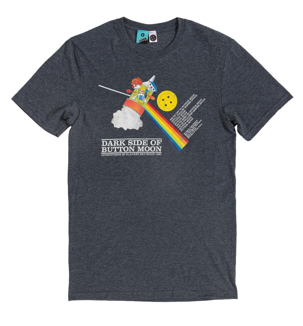 TruffleShuffle Unisex Dark Side of Button Moon T-Shirt Charcoal | Non-Fading | Cotton Blend | for 80s TV Show Fans