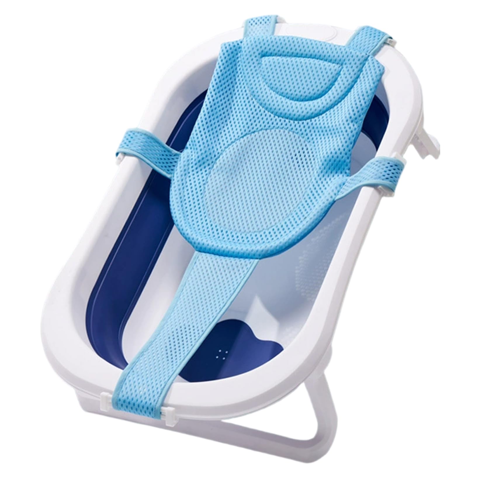 Baby Bath Seat Adjustable Five-Pointed Baby Bathtub Support Net Bathtub Shower Net for 0-18 Months Infant Bath Support, Blue