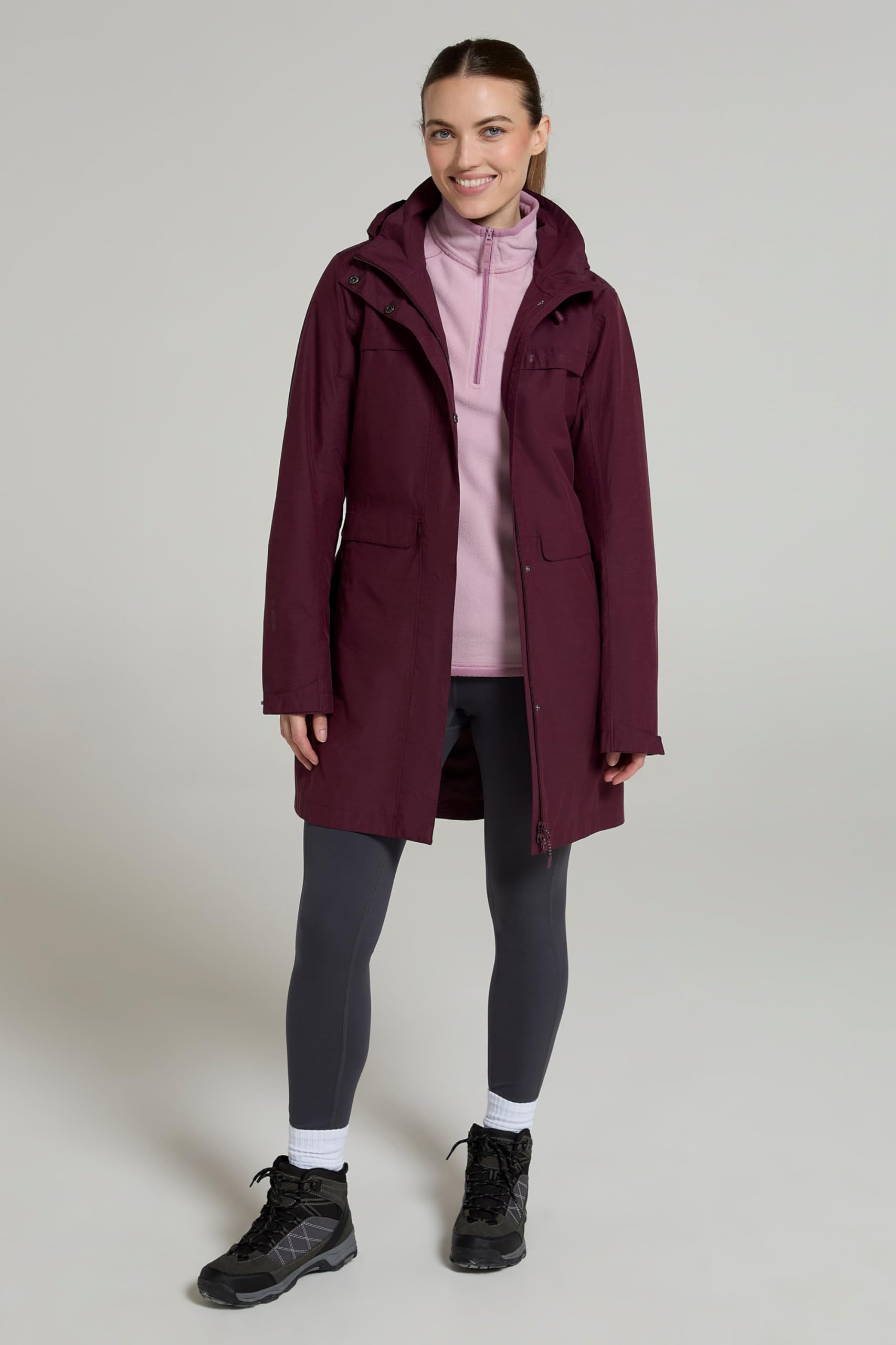 Mountain Warehouse Cloud Burst texturierte Damenjacke – wasserdichte Regenjacke, verstellbare Kapuze – ideal für draußen, im Fitnessstudio, Reisen, Frühling, Sommer