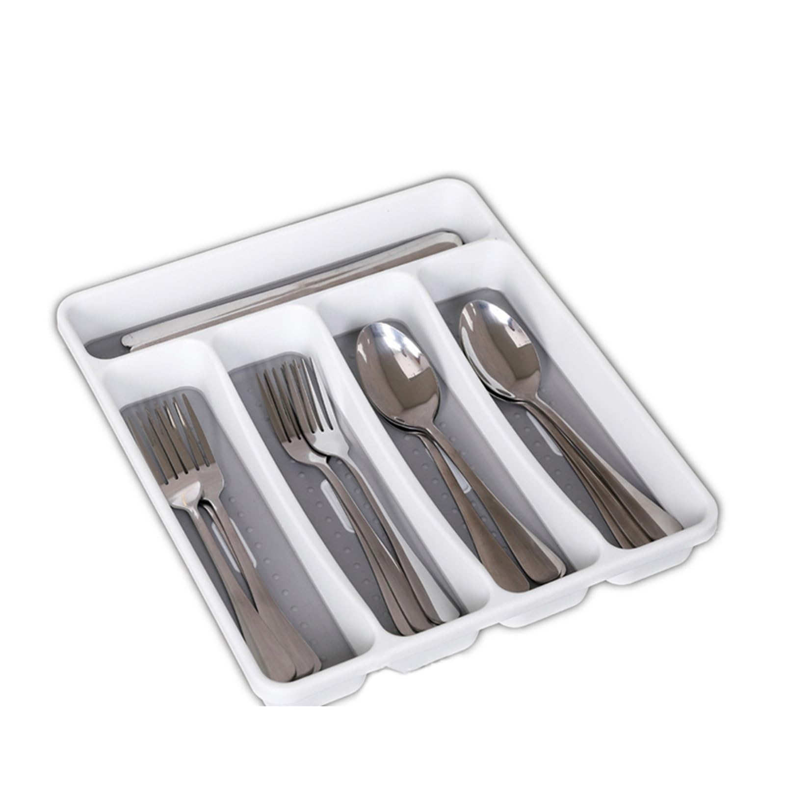 UBOHUZ 2PCS Plastic Cutlery Tray Kitchen Drawer Organizer Separation For Spoon Fork Knife Shelf Tableware Storage Box for Spoons Forks Knives