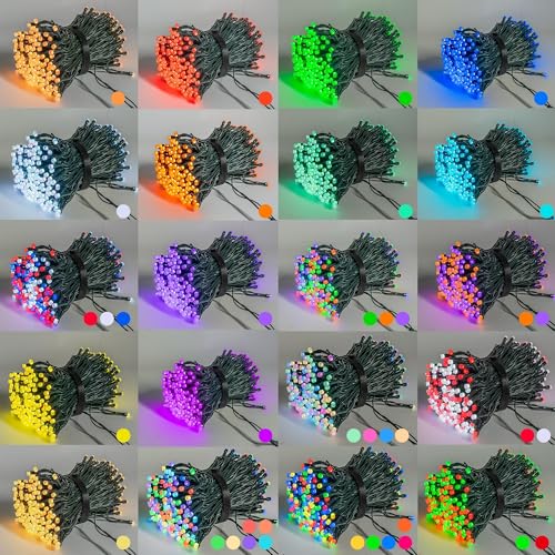 Image of Dazzle Bright Smart Christmas String Lights, 98FT 300 LED RGB Color Changing String Lights with Remote & App Controlled, Halloween Decorations for Indoor Outdoor Holiday Xmas Tree Party Decor
