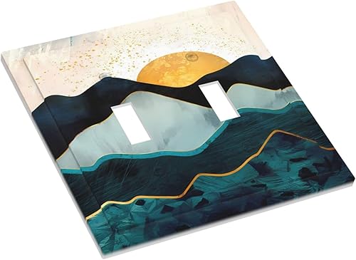 Miniatura 3 de Cubierta decorativa de mármol de montaña para interruptor de luz de 2 cuadras, placa frontal eléctrica para baño, hogar, sala de estar