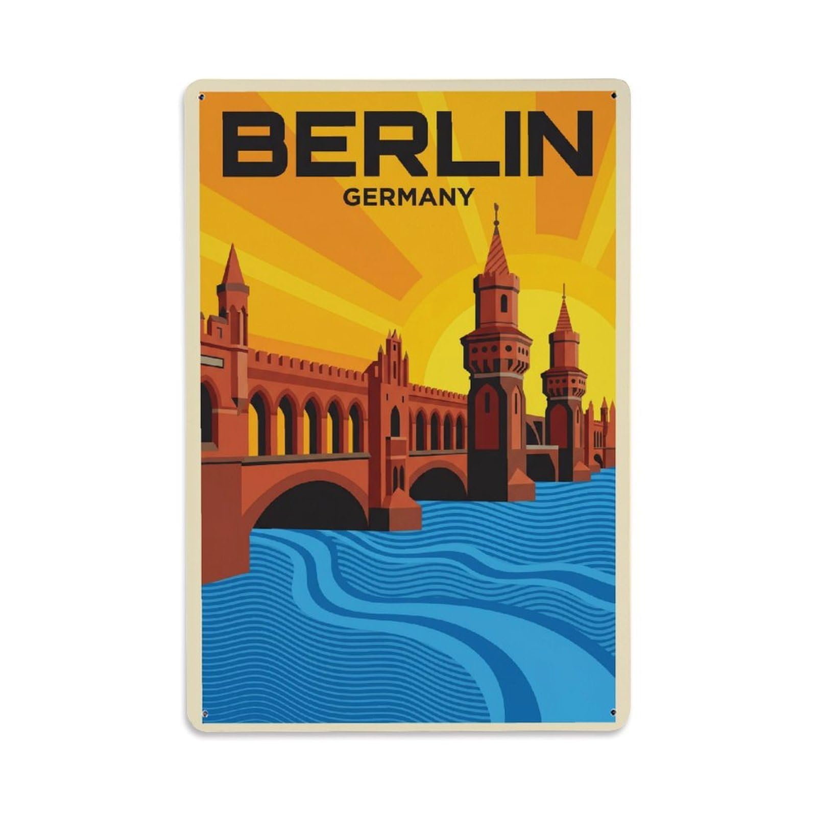 Gead 8X12inch Style Vintage Travel Berlin Germany Elegance Metal Tin Sign