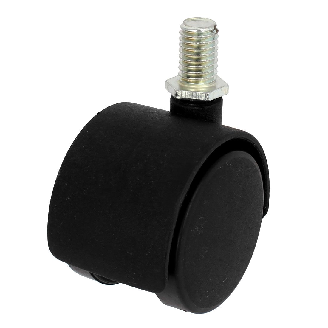 IIVVERR Plastic 10mm Threaded Stem 1.5" Dia Dual Wheel 360 Degree Rotation Furniture Trolley Office Chair Rotation Swivel Caster Black (Vástago roscado de plástico de 10 mm, 1.5' dia rueda doble, rota