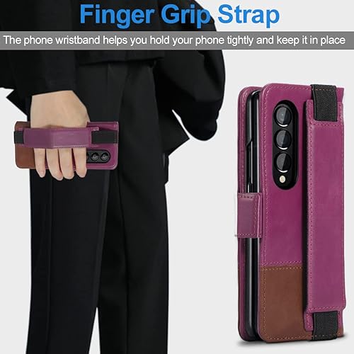 Miniatura 7 de KEZiHOME Funda de piel auténtica para Samsung Galaxy Z Fold 4, con bloqueo RFID, con tarjetero y función atril, magnética, compatible con Samsung Z