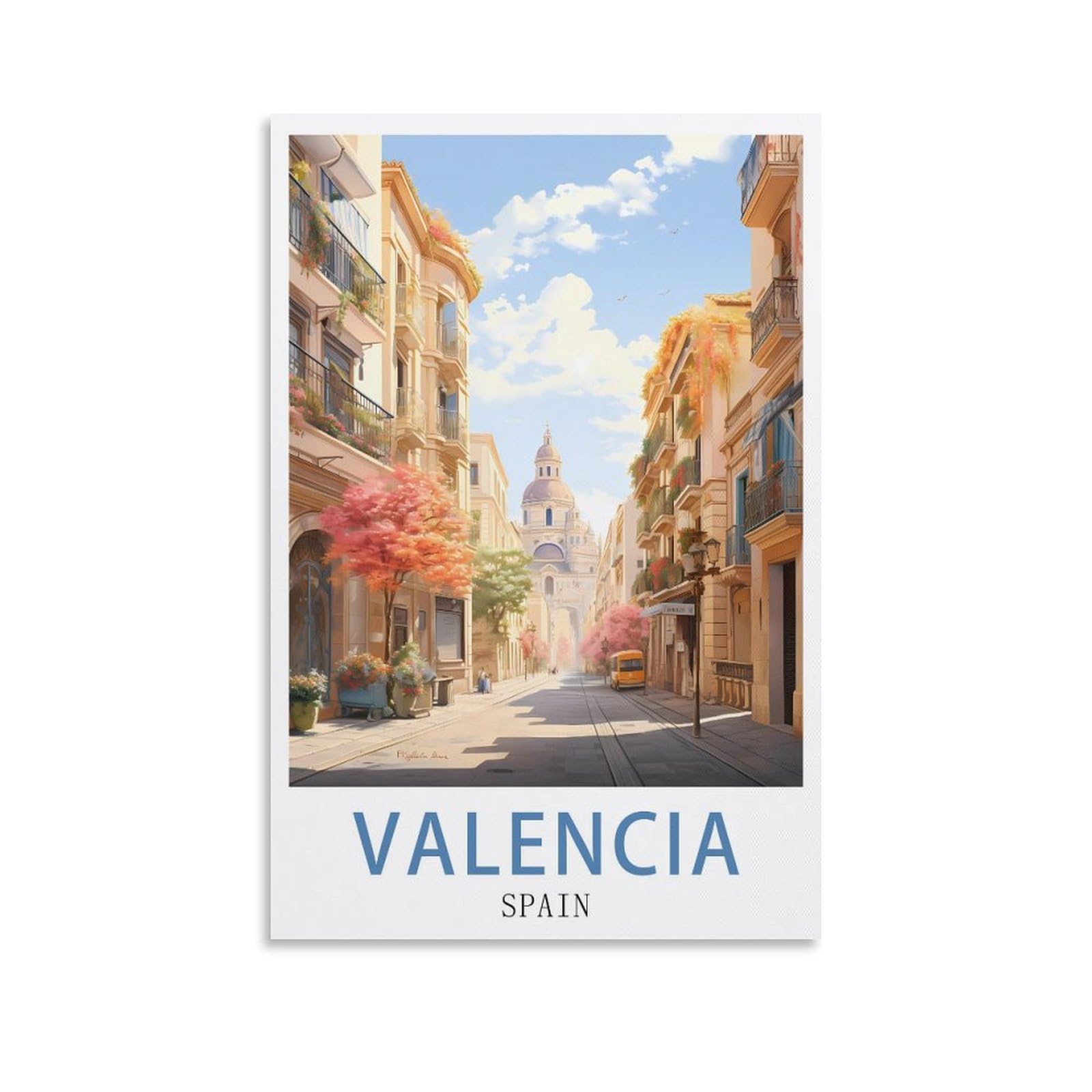 Cyyhgee Unframe-Style Valencia Spain Vintage Travel Posters 20X30inch(50X75cm) Canvas Poster Wall Art Living Room Home Decor