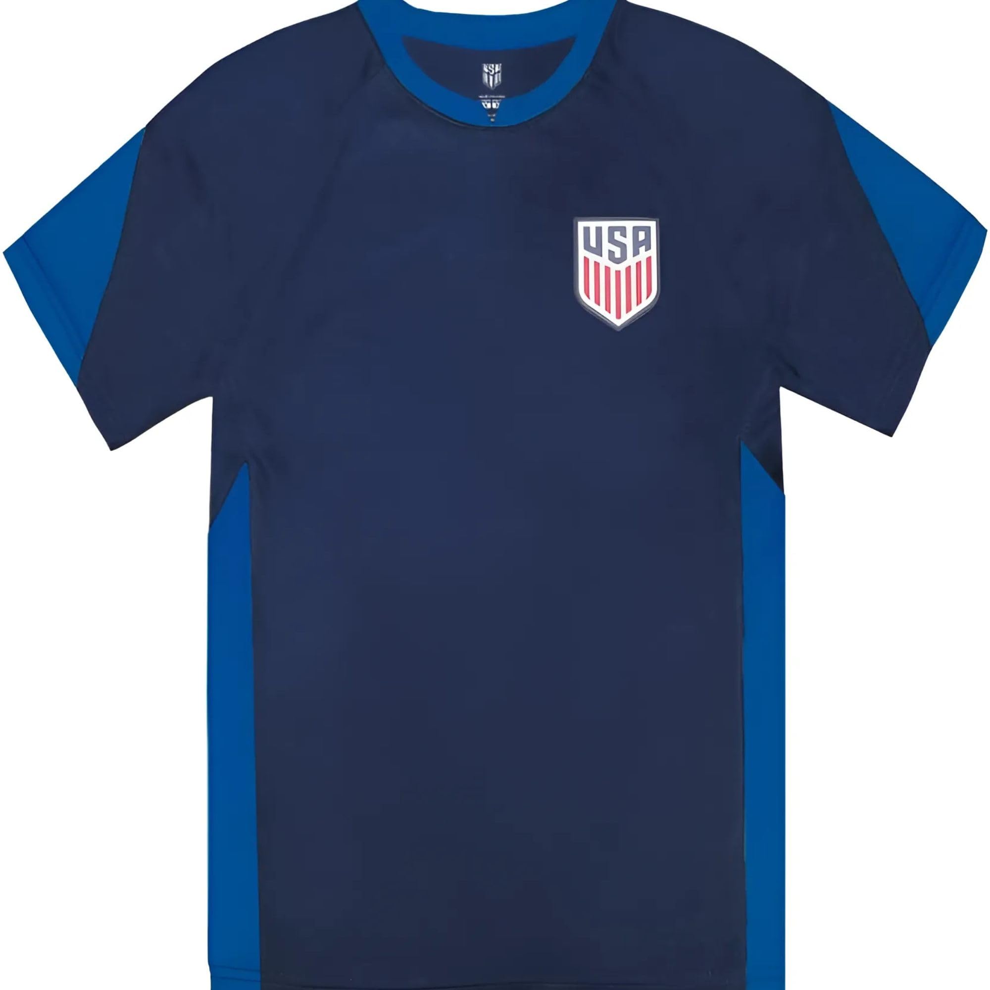 Icon SportsOfficial Licensed US Soccer Game Day Shirts USMNT Athletic Active Training Game Tee Top |Striker, Medium Navy
