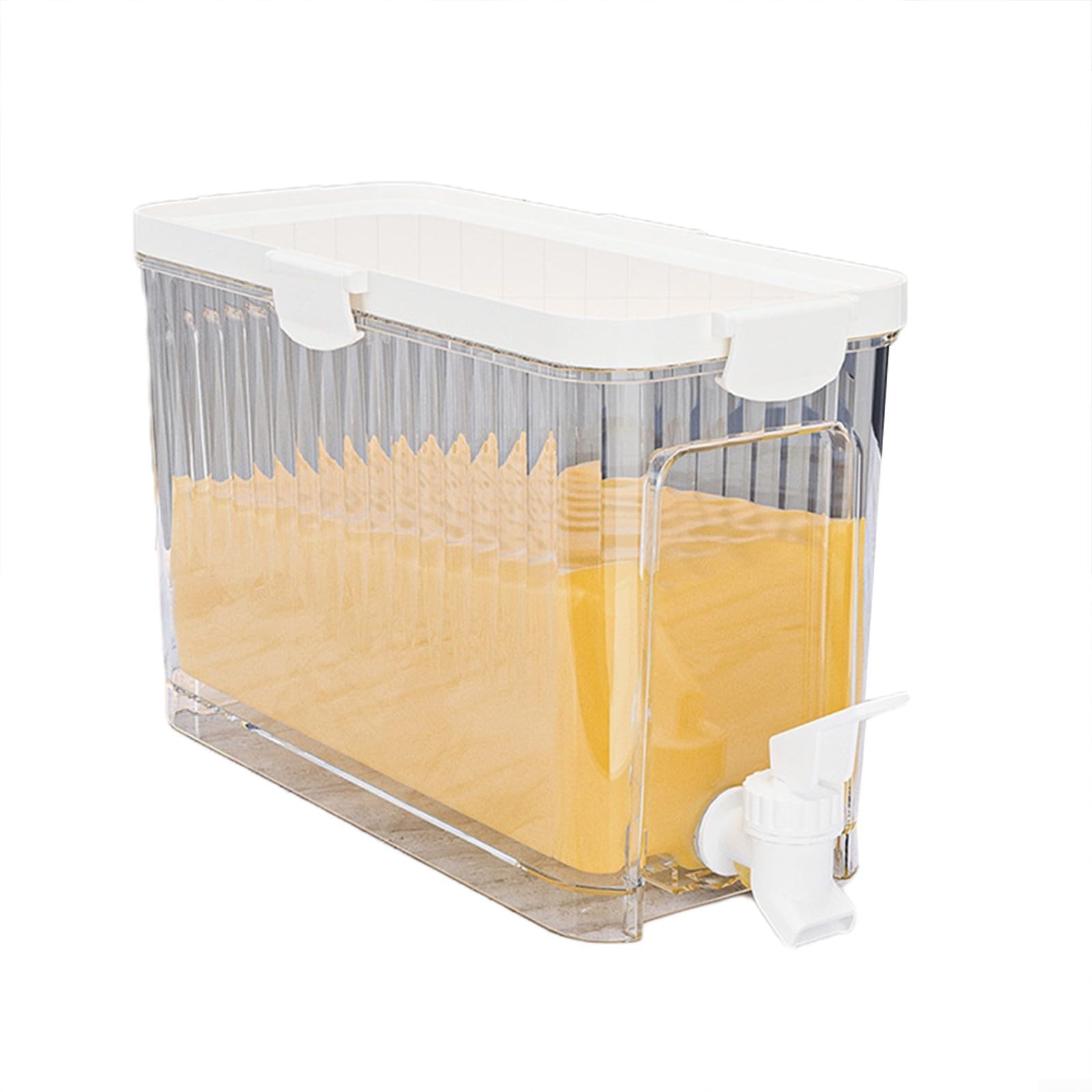 Cold Water Dispenser with Tap for Refrigerator, Leak-Proof Faucet and Removable Filter, PP Material Beverage Jug for Cold Drinks, Juice and Tea, White