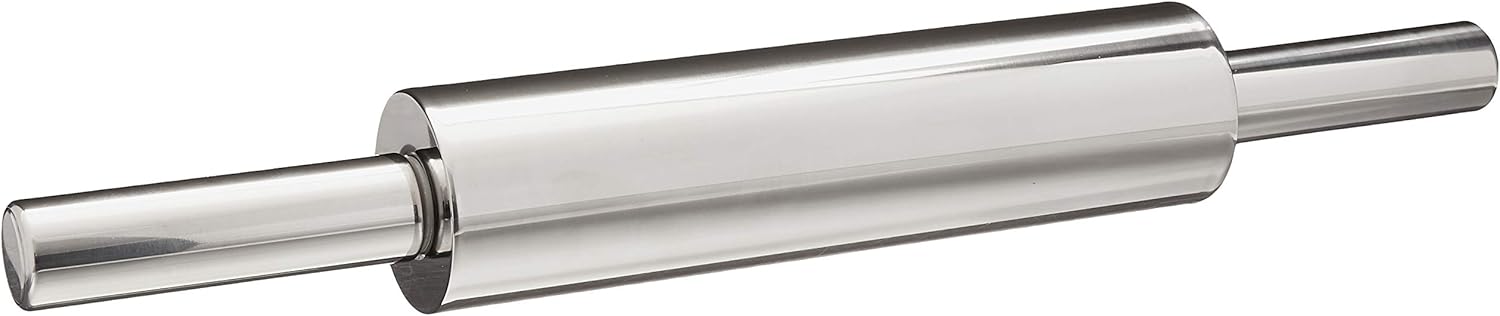 Fox Run Stainless Steel Rolling Pin With Handles, 18" x 2.6" x 2.8"