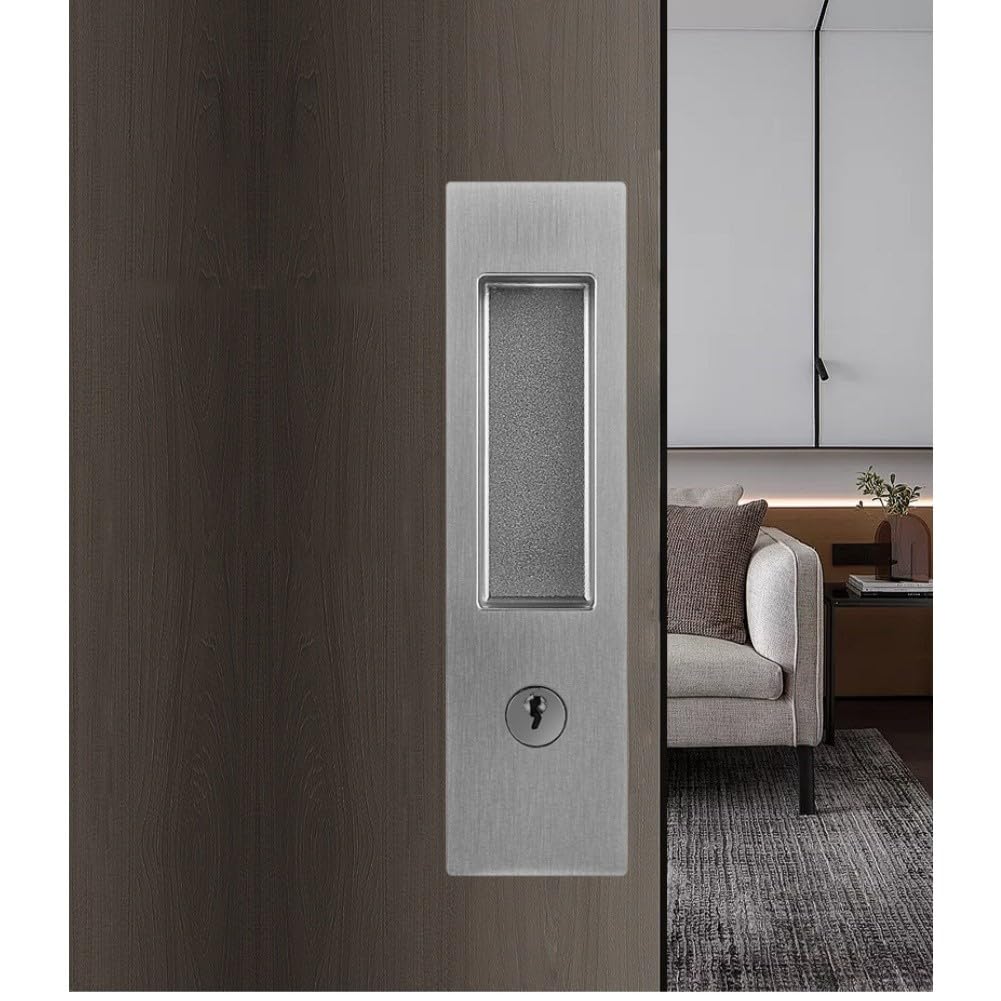 Serrure de porte coulissante avec clé, condamnation double face étanche noir
