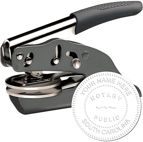 Miniatura 2 de Sello público de notario personalizado para Carolina del Sur, sello suave gris, alcance de sellado 1-12, impresiones crujientes, mango de agarre