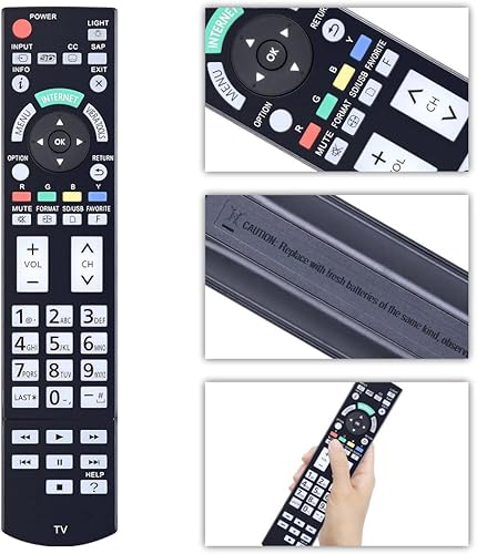 Miniatura 2 de Nuevo N2QAYB000703 - Control remoto de repuesto compatible con Panasonic Viera TV TC-L42ET5 TC-L47ET5 TC-L47DT50 TC-L47WT50 TC-L4DT50 TC-L55ET5