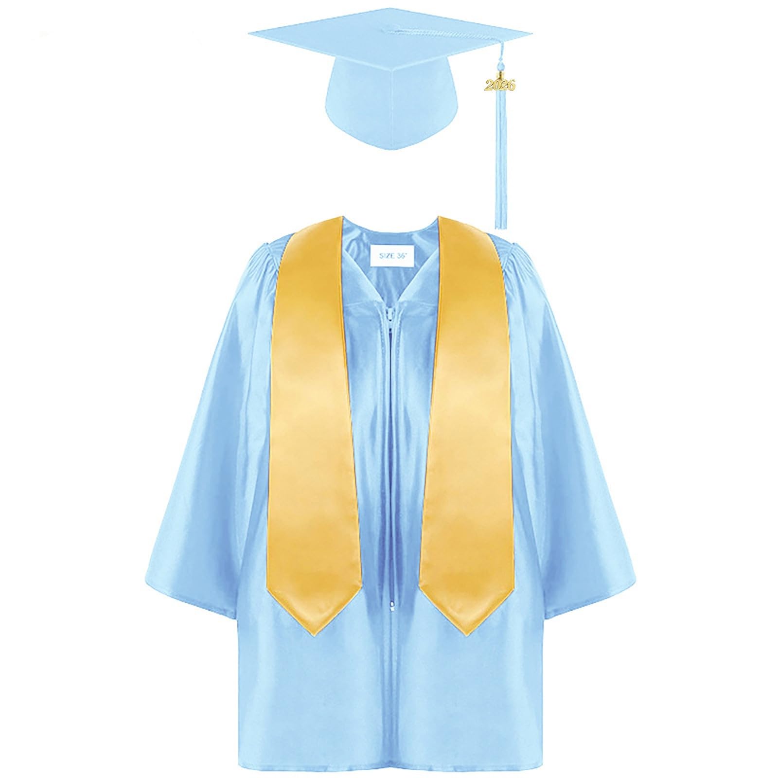 Kids Graduation Cap and Gown Set Unisex Kindergarten Preschool Graduation Outfit for Boys and Girls Fancy Dress Bachelor Robe Stage Performance School Ceremonies Costume Age 2-12 Years