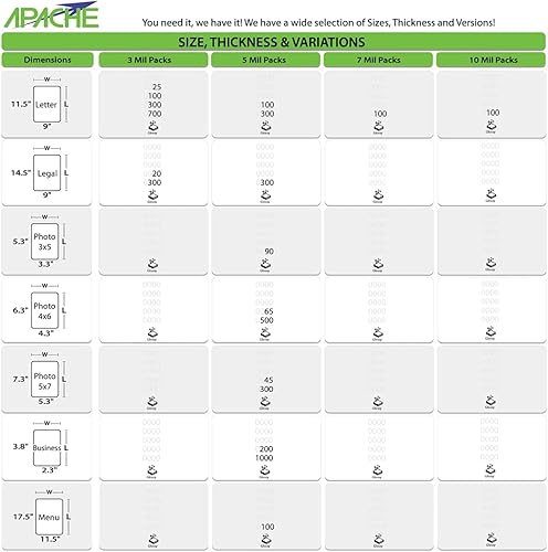Miniatura 2 de Apache Bolsas de laminación de 5 mil para tarjeta de invitación de 3.5 x 5 pulgadas, hojas de 3.7 x 5.3 pulgadas, paquete de 100