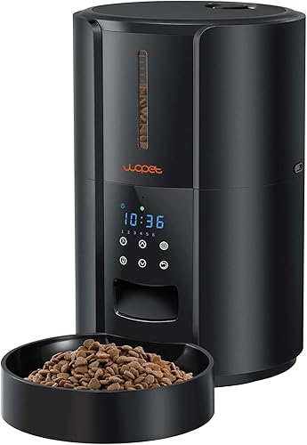 WOPET Comedero automático para gatos, dispensador de alimentos secos para gatos, 6 comidas diarias con control de porciones, comedero programable de