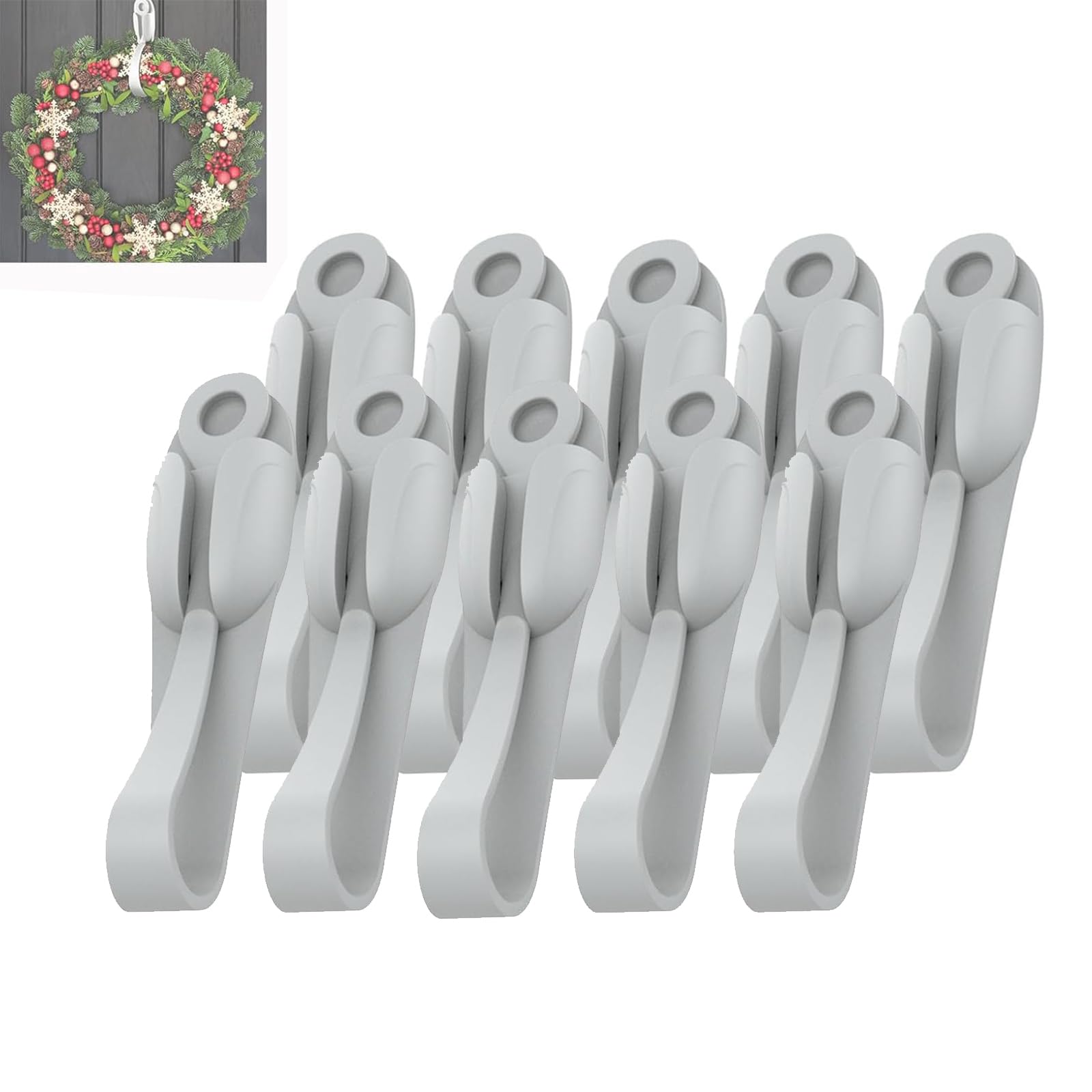 Llelemamo Grey Wall Mounted Punch-Free Adhesive Removable Cord Holder Organizer, Command Cord Bundlers For Garland, Cord Organizer, No Tools Cord Bundlers For Hanging Electrical Cables (10Pcs,)