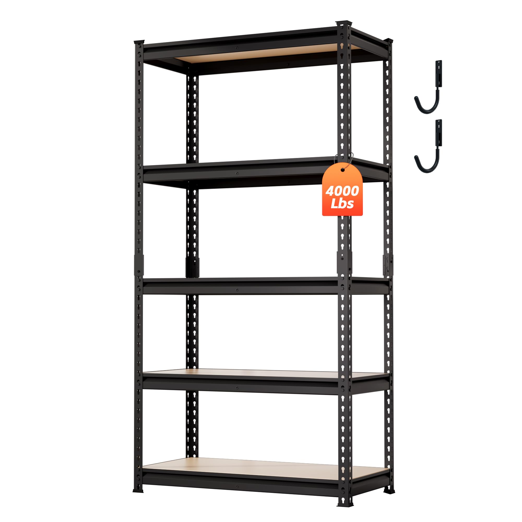 dynaload 1200 lbs heavy duty garage shelving, 5-tier adjustable metal storage shelves, boltless steel utility rack for garage basement warehouse, 36" w x 18" d x 72" h