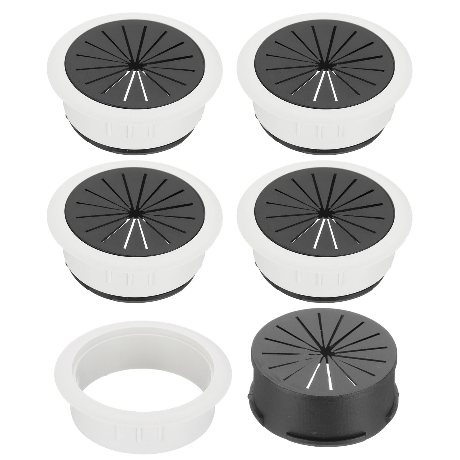 PATIKIL ケーブルグロメット 50mm 配線孔キャップ プラスチック製 デスクコードホールカバー ワイヤー保護 機器配線整理用 5個入 ホワイト