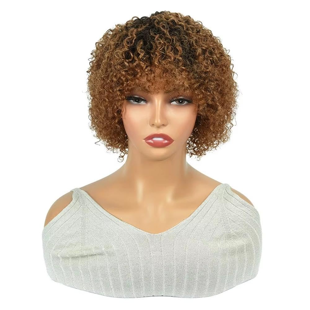 Haarpflege 180% Ombre Highlight Lockiges Echthaar-Perücke(1)