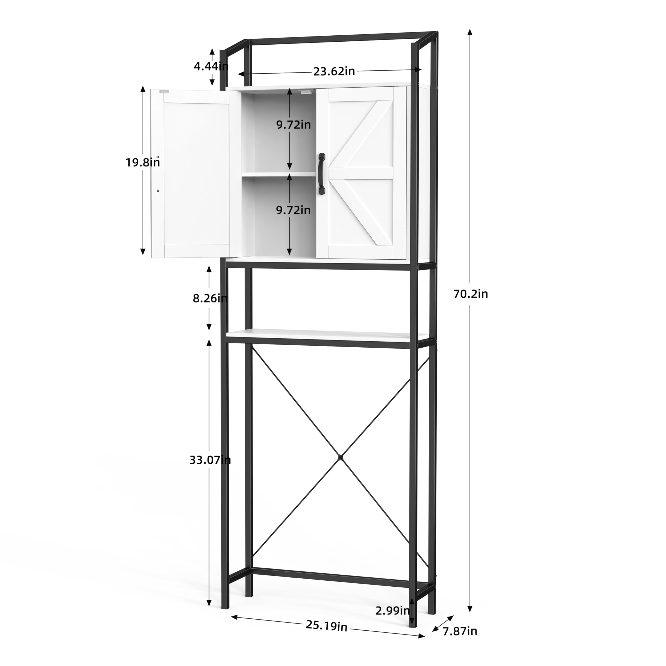 HAUXITIO Over The Toilet Storage Cabinet, Bathroom Above Toilet Cabinet Organizer with Doors and Adjustable Shelves, Bathroom Shelf Organizer, White