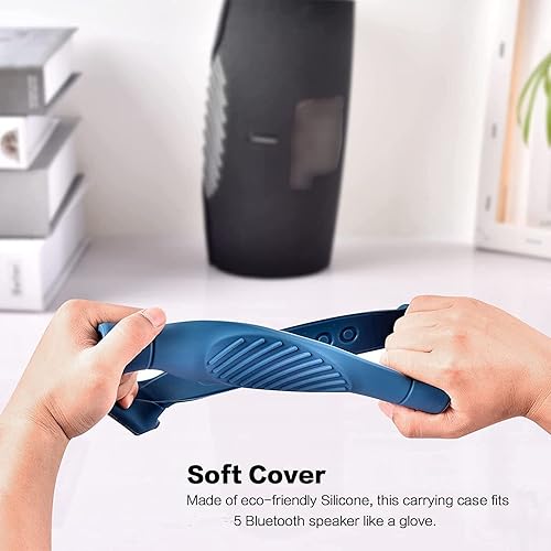 Miniatura 17 de Funda de silicona para altavoz Bluetooth portátil JBL Charge 5, piel suave de gel de viaje, bolsa de transporte de goma impermeable con correa Negro