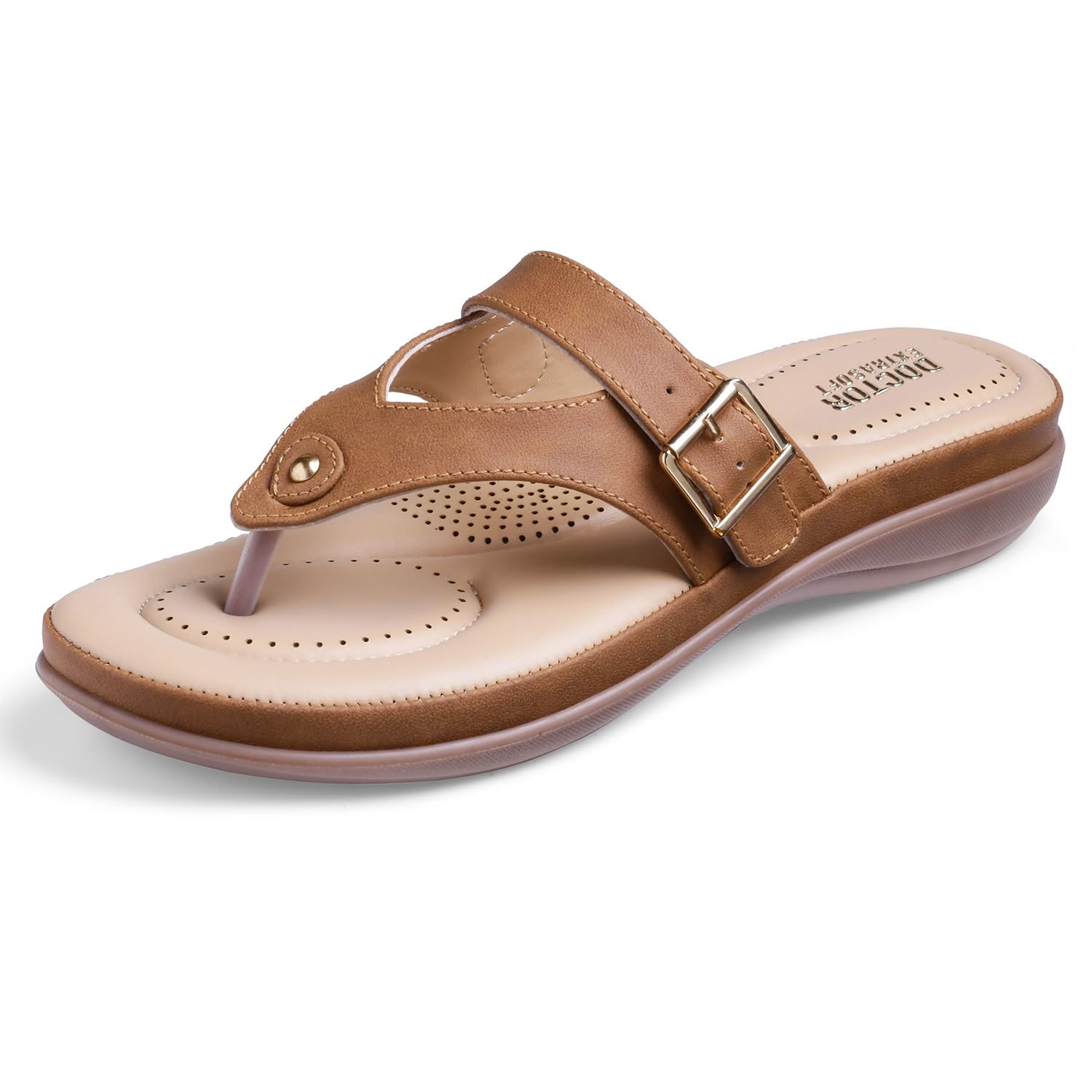 doctor extra soft Women's Flat Comfortable Memory Foam Slippers/Flip-Flops Fashion Stylish Casual Diabetic Orthopedic Lightweight Synthetic Slip-on Sandals with Adjustable Strap for Girls/LadiesD-623-picture-54