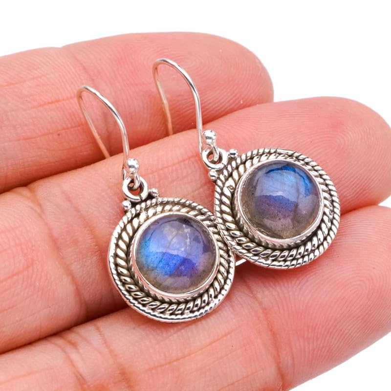 Boucles d'oreilles labradorite argent 925 anti-allergie artisanales StarGems - 3