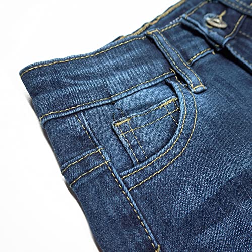 KIDSCOOL SPACE Little Boys Jeans,Elastic Band Inside Ripped Straight Fit Stretchy Soft Denim Slim Pants4