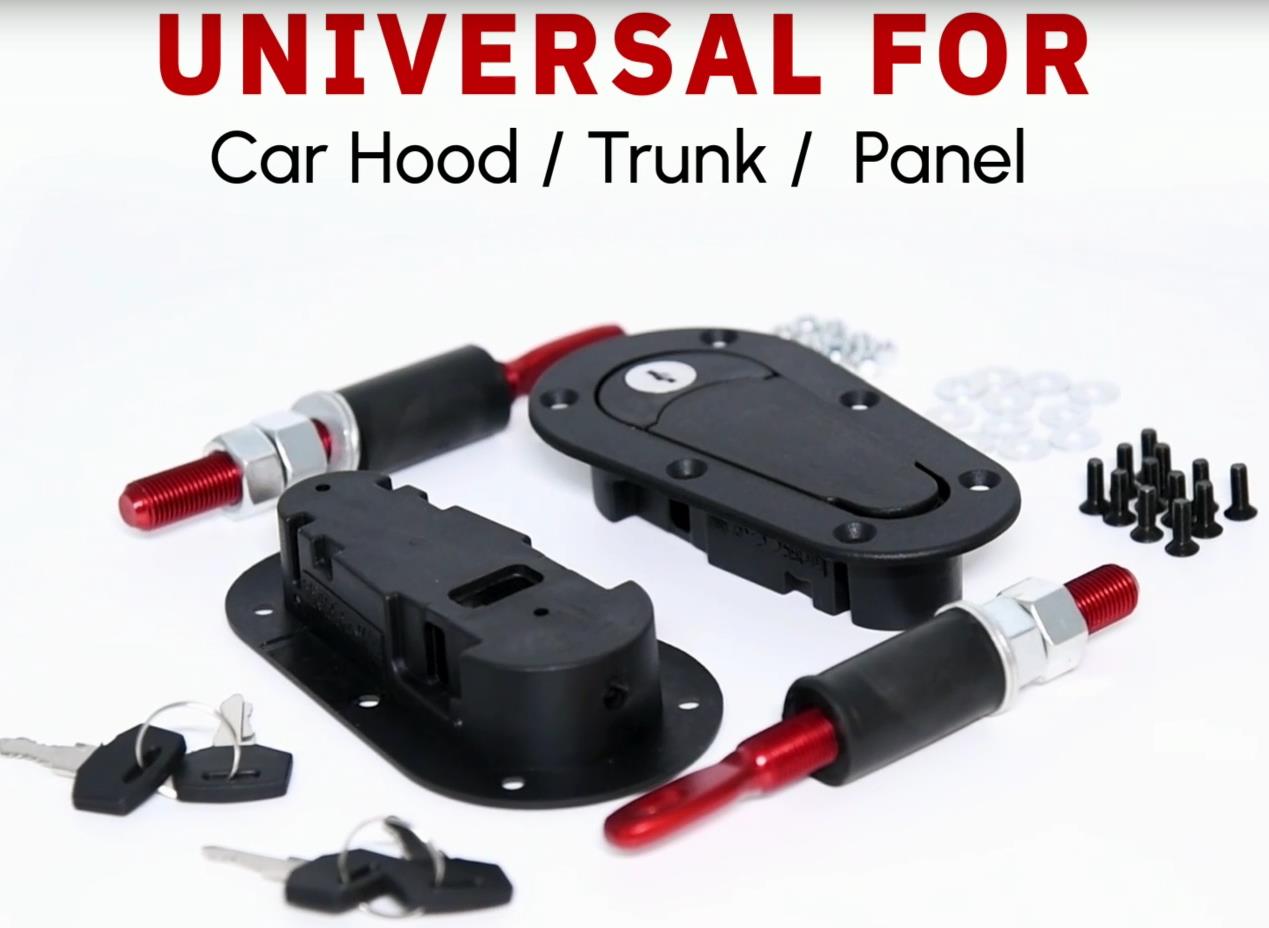 UNIVERSAL CARBON FIBER JDM SECURITY MOUNT BONNET HOOD PINS LATCH