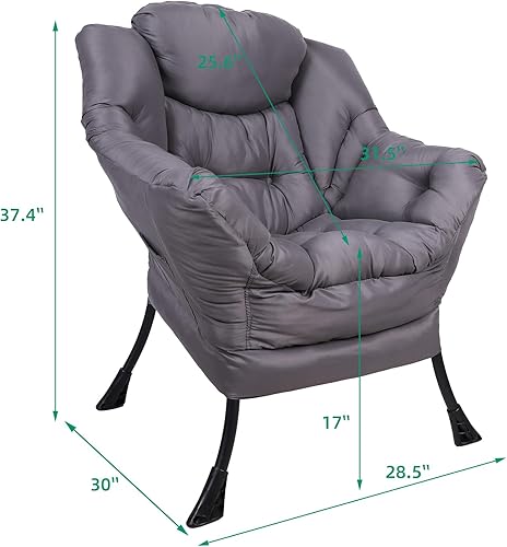 Miniatura 3 de VIVIJASON Silla perezosa de tela moderna  Silla de salón contemporánea de acento suave  Silla de sofá con marco de acero individual con