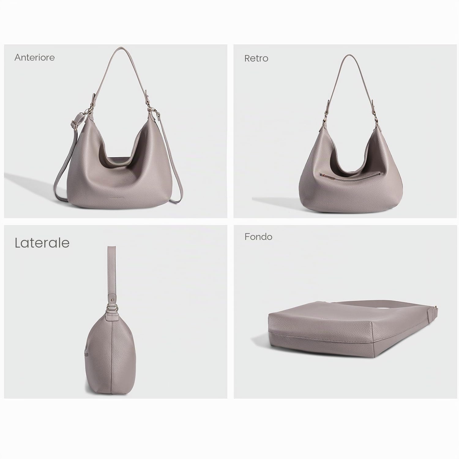 David Jones Borsa a Spalla Hobo Donna - Borsa Shopper Grande in Similpelle Morbida - Borsa Tote con Tracolla Lunga - Borsa Shopping Capiente Classica e Pratica - Beige