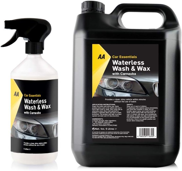 AA Car Essentials 1L + 5L Waterless Wash and Wax with Carnauba Wax