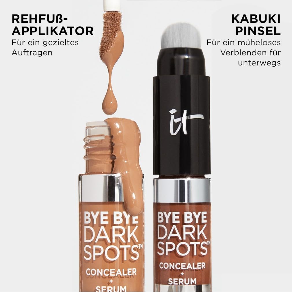 IT Cosmetics, Bye Bye Dark Spots Concealer-Serum, mittlere Abdeckung, anpassbar, angereichert mit Niacinamid, Hyaluronsäure & Koffein, 6,7 ml