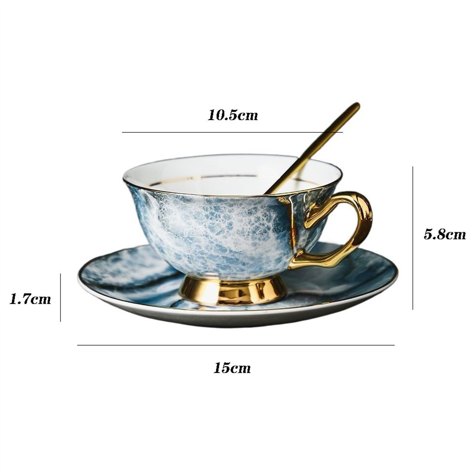 Szeroki kubek wysokiej jakości porcelany kostnej do kawy Wykwintny luksusowy zestaw filiżanek i spodków do użytku domowego Zestaw do popołudniowej herbaty z łyżeczką do kawy