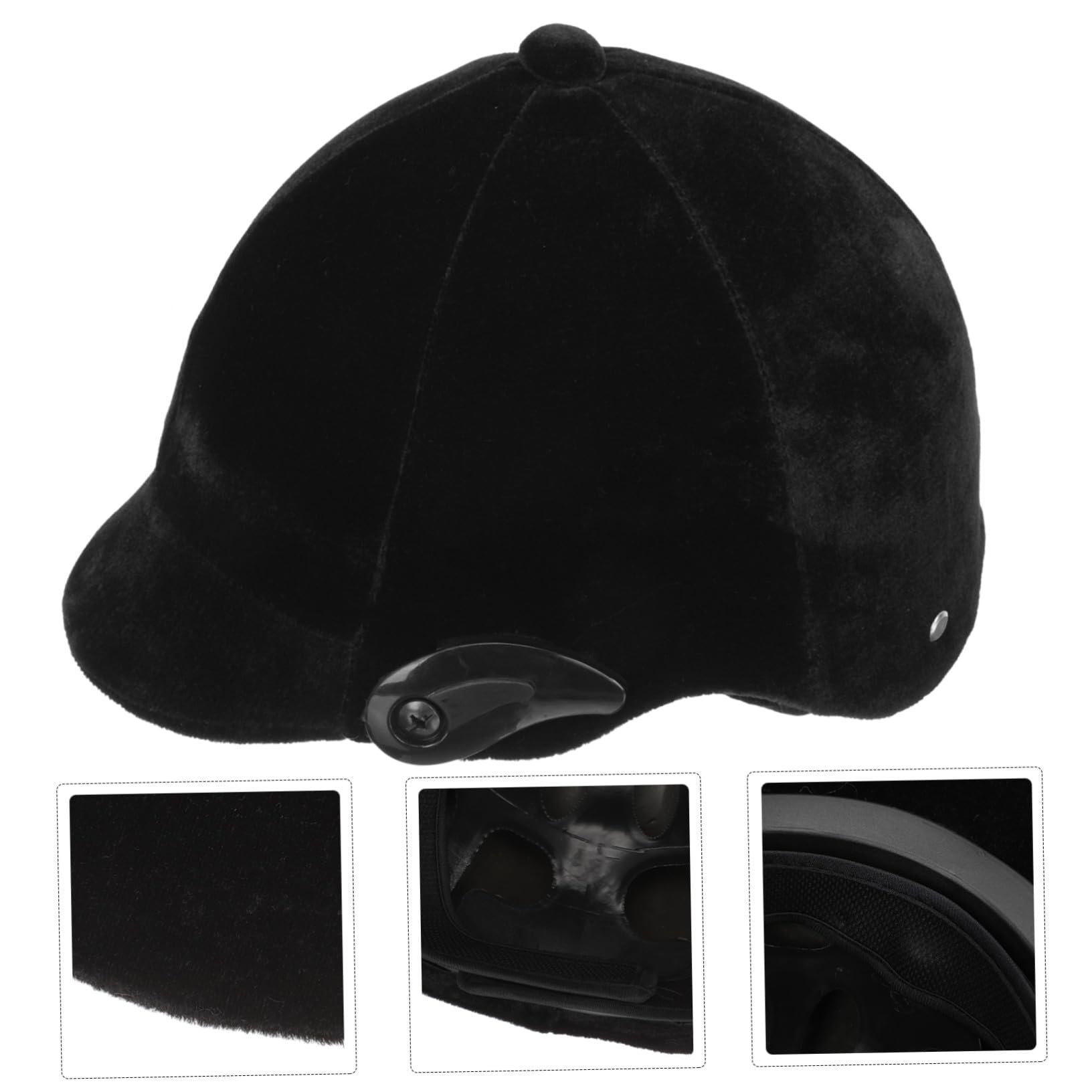 Casco per Polipropilene Equitazione Nero Ragazzi | Rotella di Regolazione Ventilazione Completa , Cinturino Mentoniero Regolabile , Paraorecchie Rimovibili