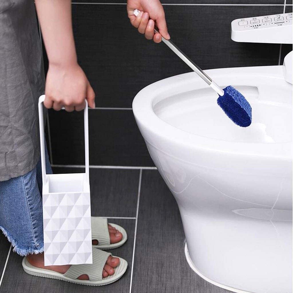 Set di scopini per WC: scopino Creativo, Spazzola per WC a Doppia Faccia Pieghevole per Una Pulizia Senza Angoli Morti, Manico Unico, Supporto antigoccia.