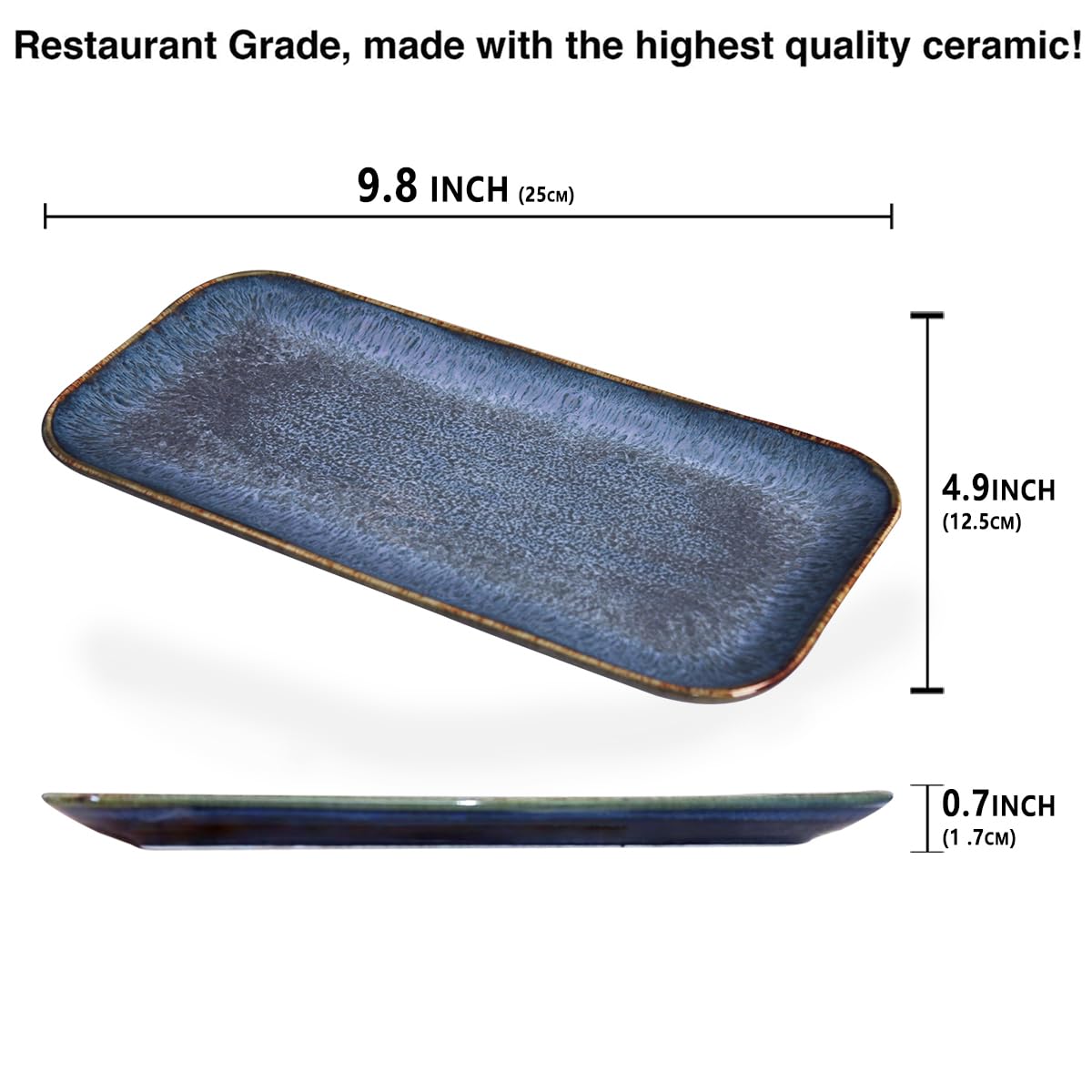 jinsongdafa Porcelain Dinner Plates set dessert salad dish Set of 4,Main Dish for Steak,Bread, Pasta,Salad, Microwave Oven and Dishwasher Safe,Scratch Resistant Reusable 9.8 INCH Rectangular