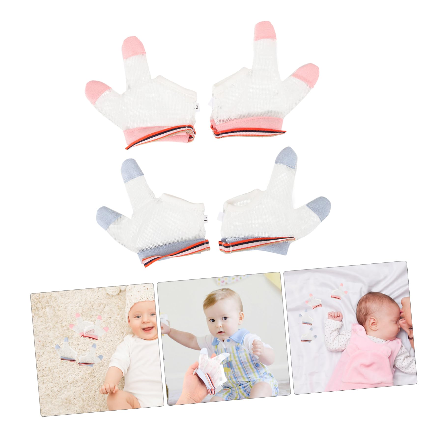 BESTYASH Eating Hand Corrective Gloves for Toddlers Nylon Mittens Mesh Surface Prevent Sucking Thumb Random Style