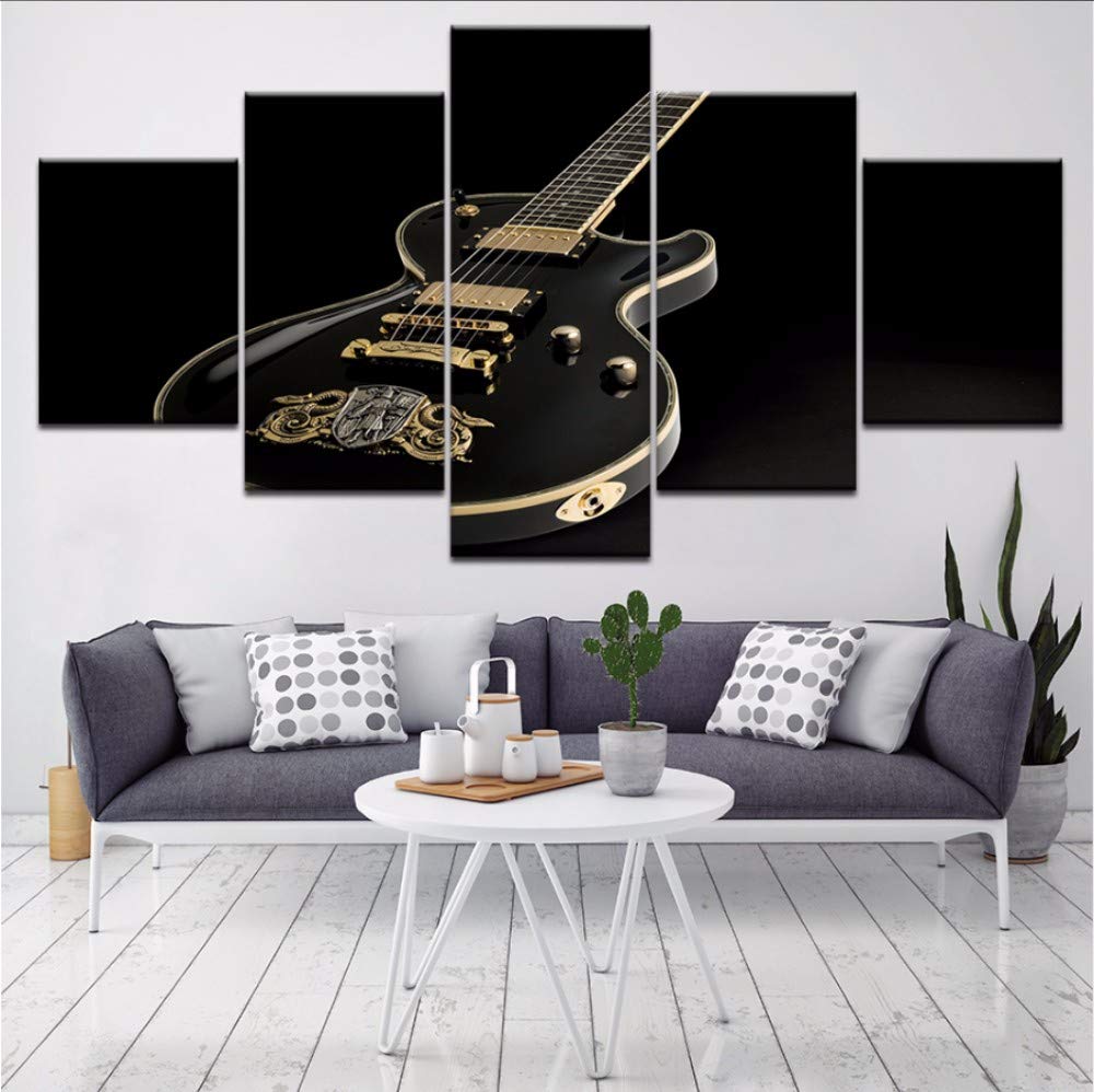 shuyinju (No Frame) Black Metal Violin 5 Piece   Art Canvas Print Modern Poster Modular Art Painting For Living Room Home Decor