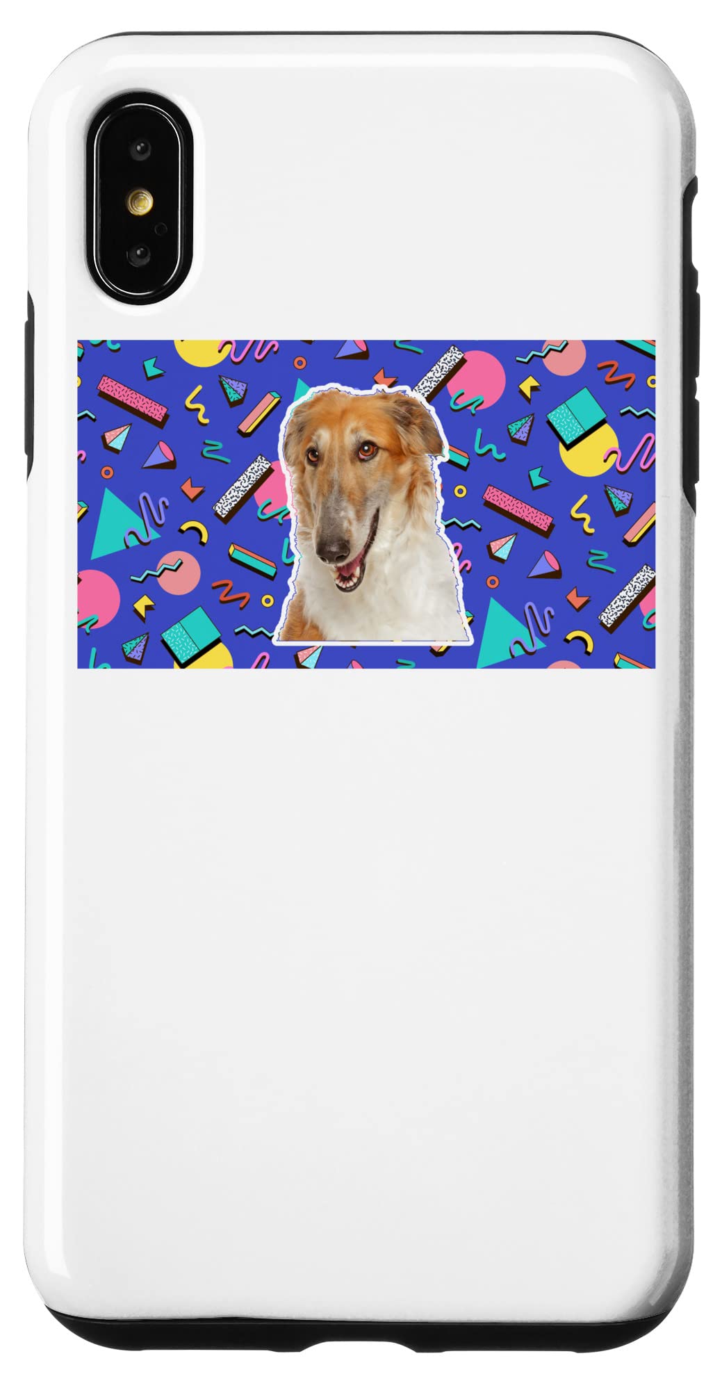 Amazon.com: iPhone XS Max 90's Sticker Pattern Dog Borzoi Case : Cell  Phones & Accessories