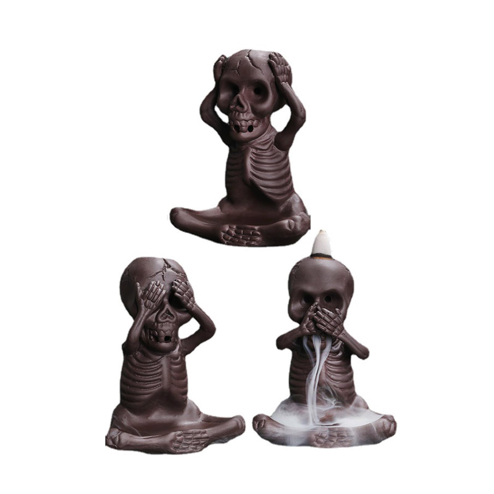 Jazuaiao Waterfalls Backflow Incenses Cones Stand, Ceramics Skull Incenses Burners Holder Decorative for Home Decoration Ceramics Cones