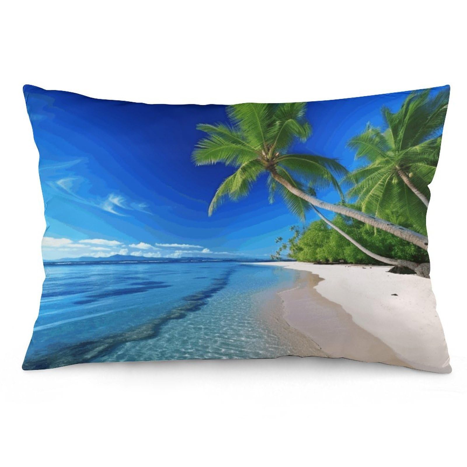 2 Pack Pillow Cases for Hair and Skin, Soft Breathable Pillow Case Covers with Hidden Zipper, Sea Sky Palm Tree Pillowcase 20"x30" Pillow Covers for Sleeping Gift