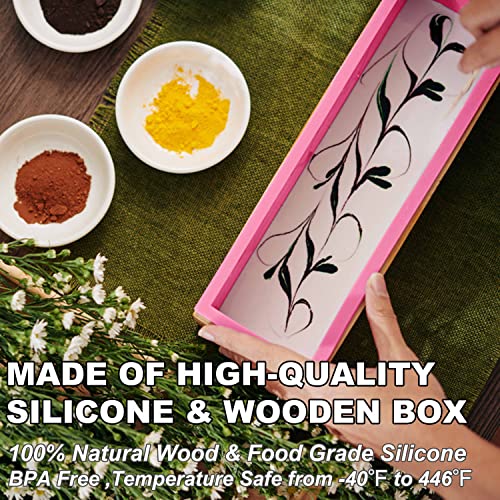 Lerykin Rectangular Soap Mold - 42Oz Flexible Silicone Loaf Soap Mold With Wood Box For Making Craft Soap Homemade Diy Tool #TOP1