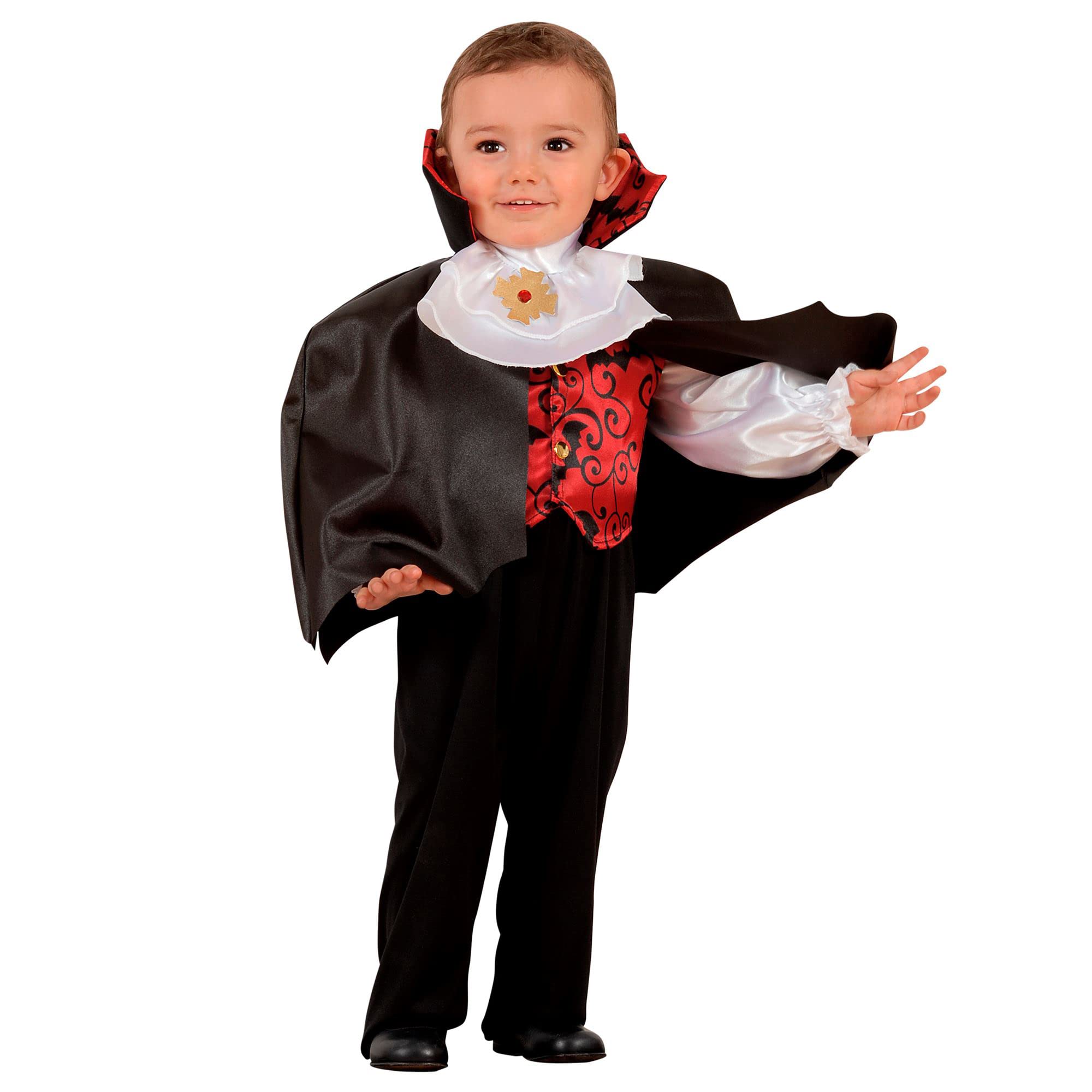 Costume Da Vampiro Per Bambini WIDMANN MILANO – Lungo Nero Con Colletto Ragnatela, Taglia 158