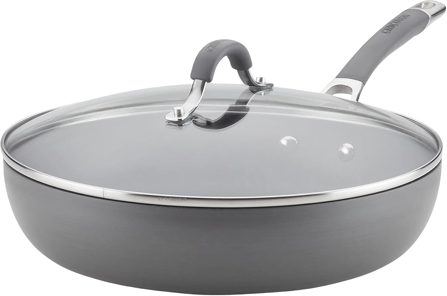 Circulon Radiance Deep Hard Anodized Nonstick Frying Pan /Skillet with Lid - 12 Inch, Gray