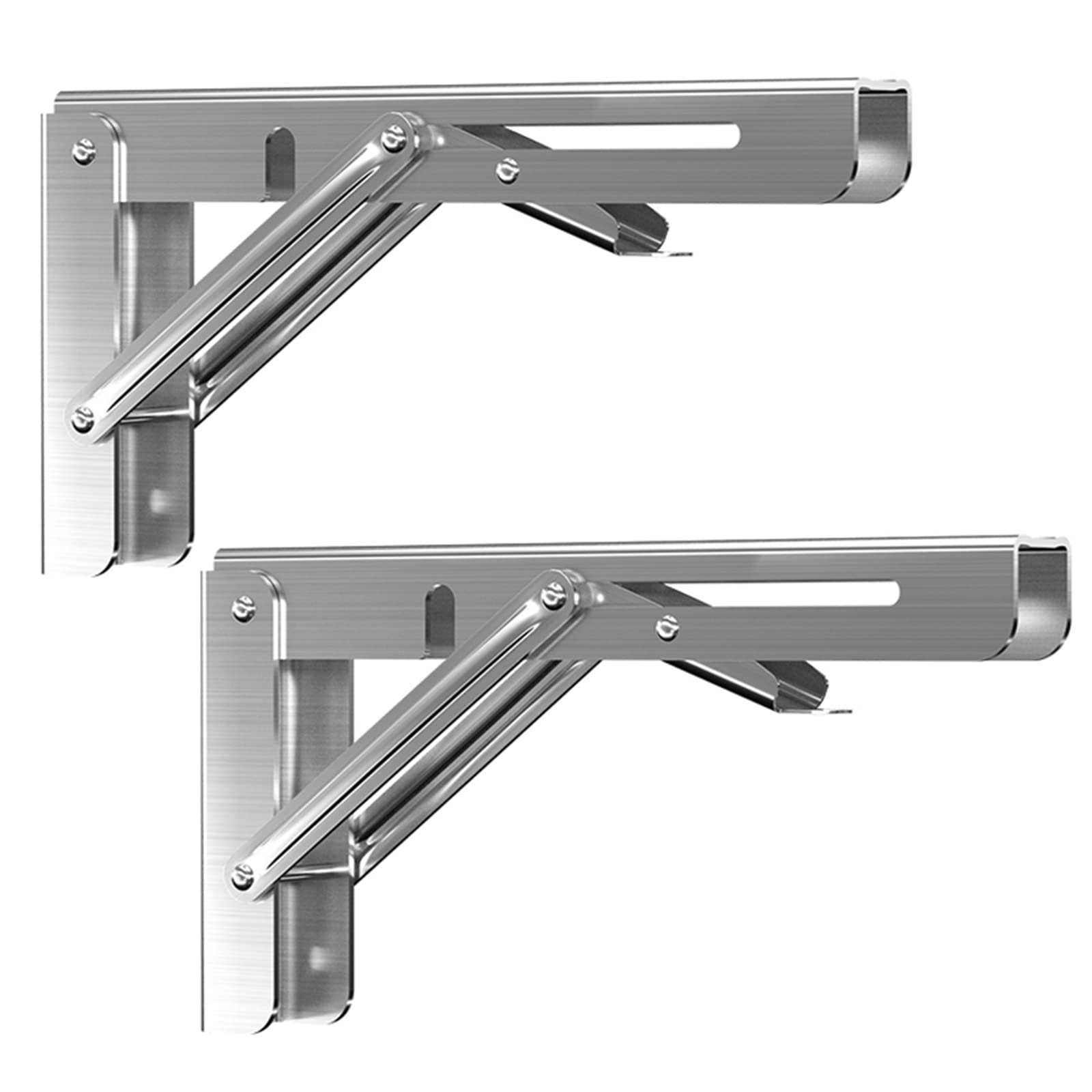 Reggimensole Pieghevole in 304 Acciaio Inox,Staffe per Mensole Pesanti da Parete Staffa Galleggiante per Scaffale,Supporto per Mensola di Forma Triangolare,con Viti,2 Pezzi (500mm/19.7in)